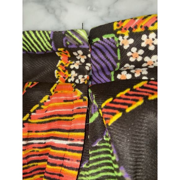 Vintage Polyester Dress Patchwork Zip No Designer Union Label S M High Neck Zip - Picture 11 of 15